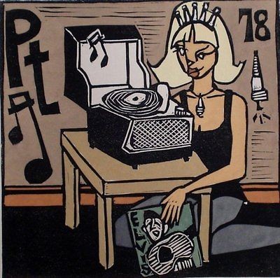     Periodic Table   Hand Pulled Linoleum Block Print   Vinyl Records