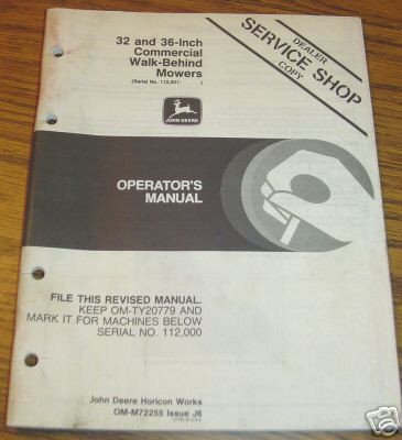 john deere 32 36 walk behind mower operator s manual