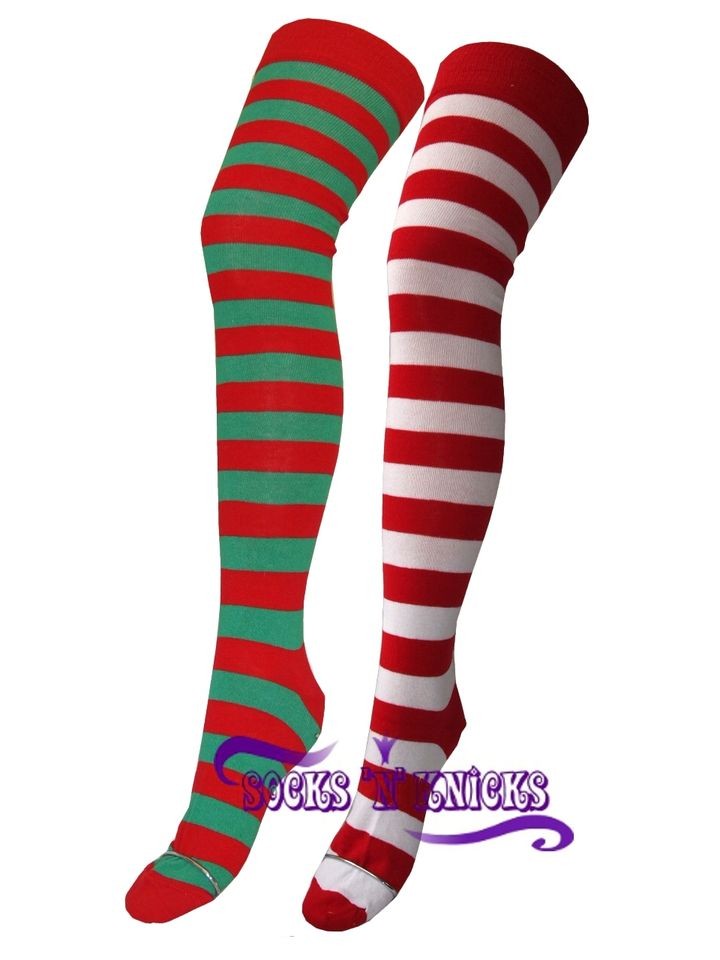 Ladies Wheres Wally / Santas Elf / Sexy Santa Stripe Over The Knee 