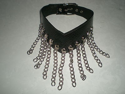 Collar, Black Lined Patent Leather Waterfalls Collar, Reptile Pattern