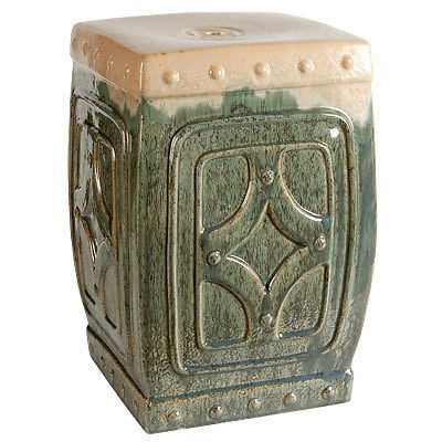 porcelain square garden stool green 12 x17 5 67364 time