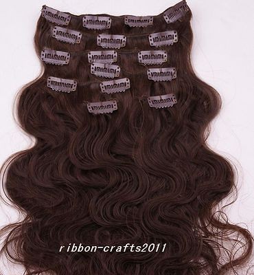 20 7pcs Remy Wavy Clip In 100% Human Hair Extensions 70g , #33 dark 