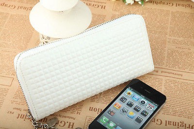 Fashion Women Zip PU Leather Colorful Clutch Case Lady Long Handbag 