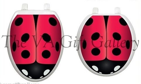 Ladybug Toilet Tattoo, Elegant, Decor, Restroom, Appliqué Cover 