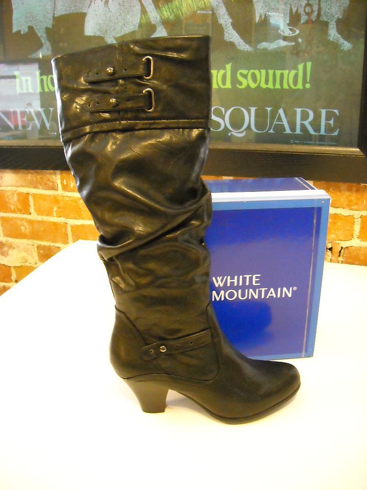 white mountain pasttime black slouchy buckle boots new