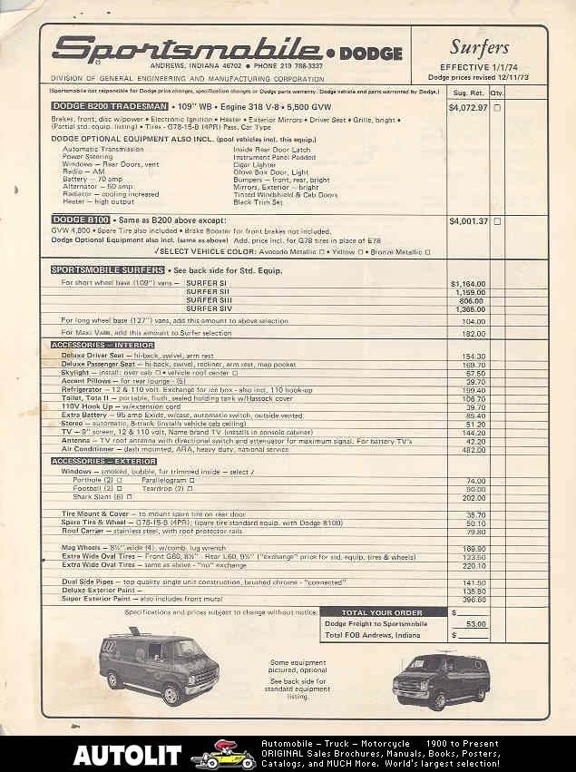 1974 sportsmobile dodge van camper brochure  7