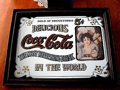   COCA  COLA MIRROR HILDA CLARK ADVERTISING SIGN 8.5x11.5