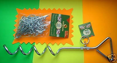   TETHERING SET SPIKE TIE OUT SET STRONG YARD STAKE +10 FT YARD CHAIN