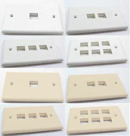 Keystone Wall Plate CAT5 Choice of White Ivory 1 6 Port