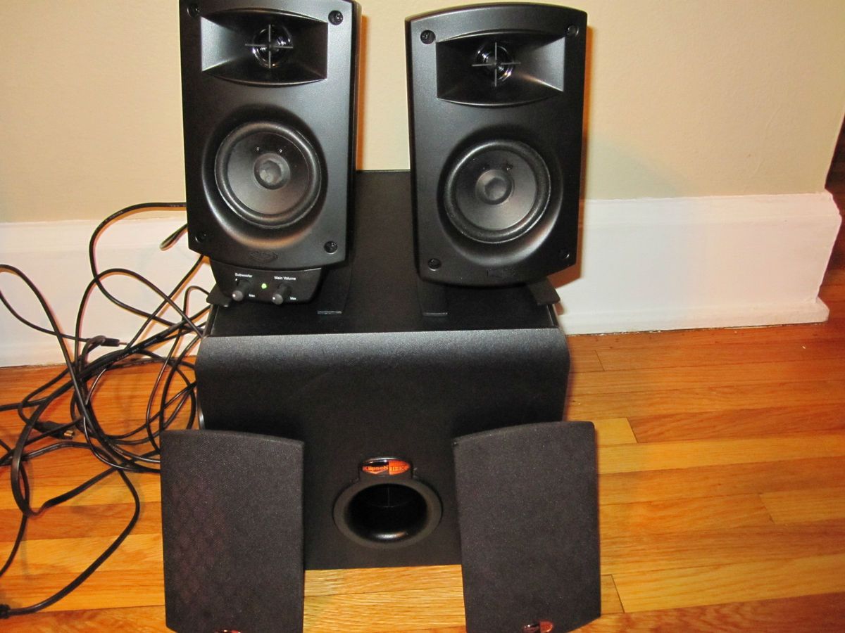 Klipsch ProMedia 2 1 Computer Speakers Used w speakers subwoofer 