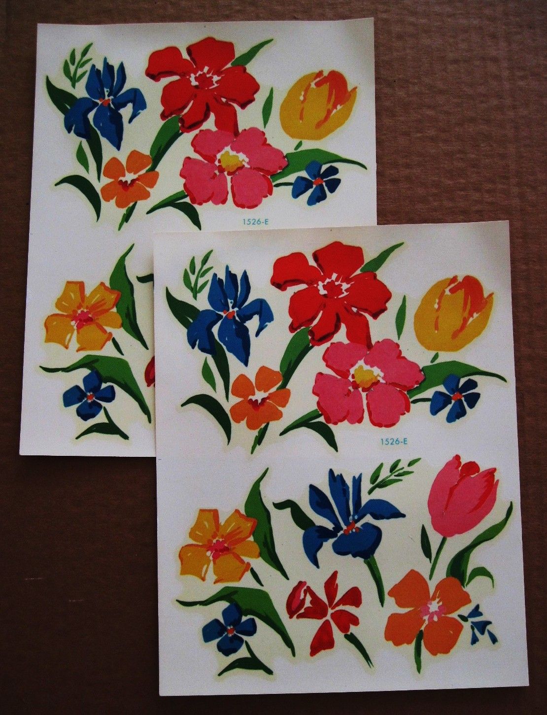 Vintage Meyercord Decals.2 sheets . Daffodils,Poppies, Tulips. Free 