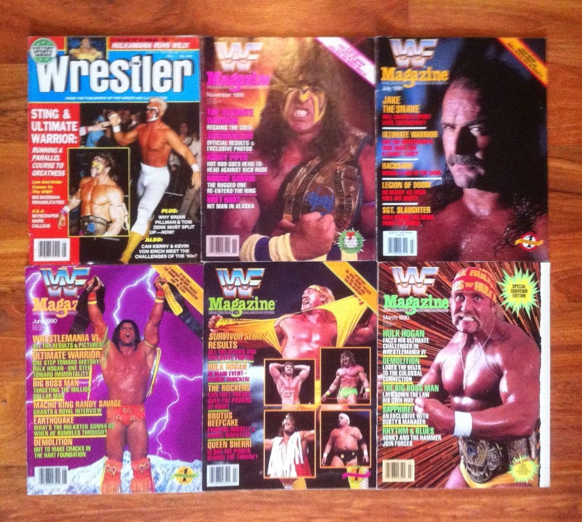   of 6 Wrestling Magazines   The Wrestler & WWF   1980s 90s   Vintage