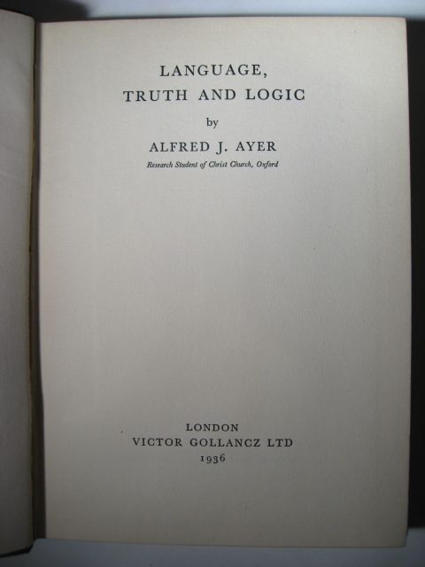 1936 RARE LANGUAGE TRUTH LOGIC 1ST ED DJ   A.J. AYER