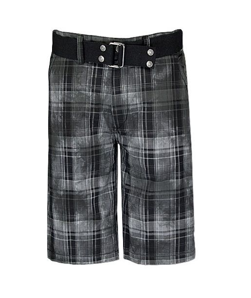 Affliction Men Black Premium Ace Plaid Walk Shorts