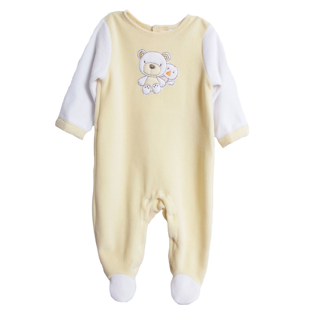 Absorba Newborn Girls Boys 1 Piece Yellow Velour Footed Layette 