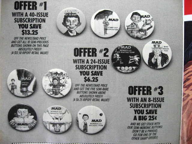 Mad Magazine Who Needs You  Promo Pinback Button 1987