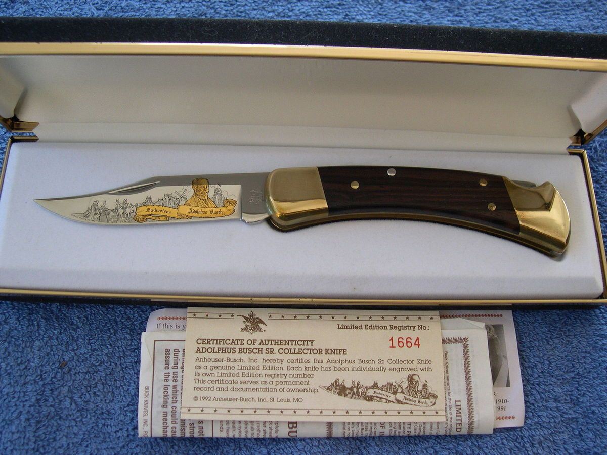    KNIVES 110 LIMITED EDITION ADOLPHUS BUSCH SR BUDWEISER KNIFE MINT