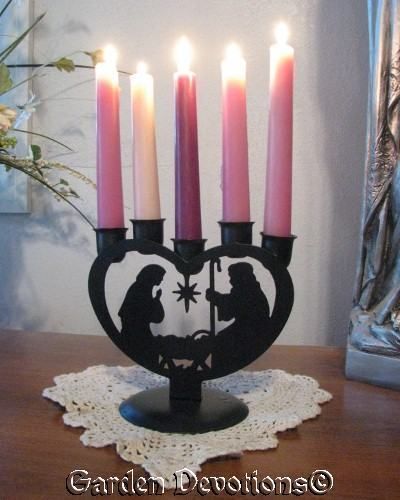   Heart Shaped Nativity Advent Wreath Christmas Candleabra