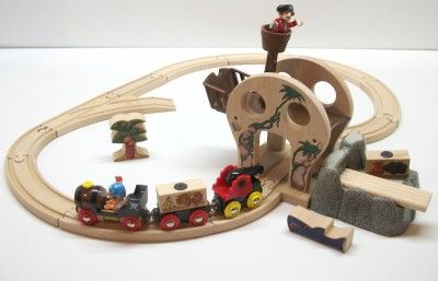 Brio Pirate Adventure Set Wooden Train SHIP Raft Bridge