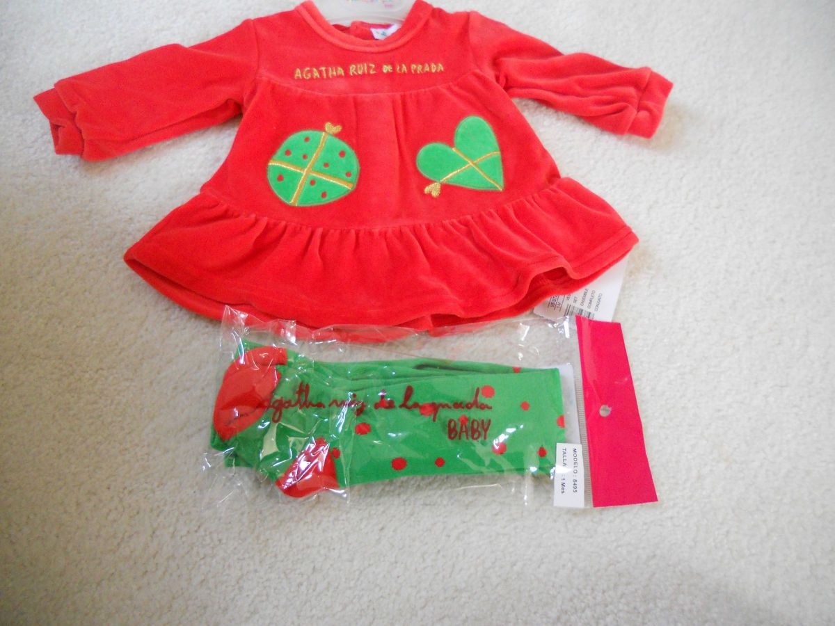 NEW CHRISTMAS AGATHA RUIZ DE LA PRADA GIRLS 2 PIECES OUTFIT  RED&GREEN 