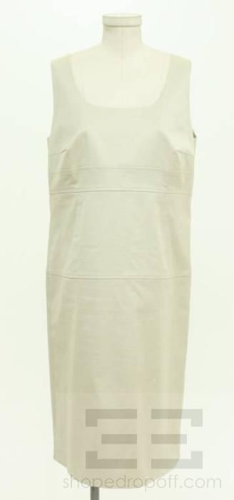 akris punto seamed beige sleeveless dress size 12