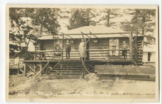 Jasper Park Alberta The Lodge Log Cabin RPPC Jackman CNR Postcard 