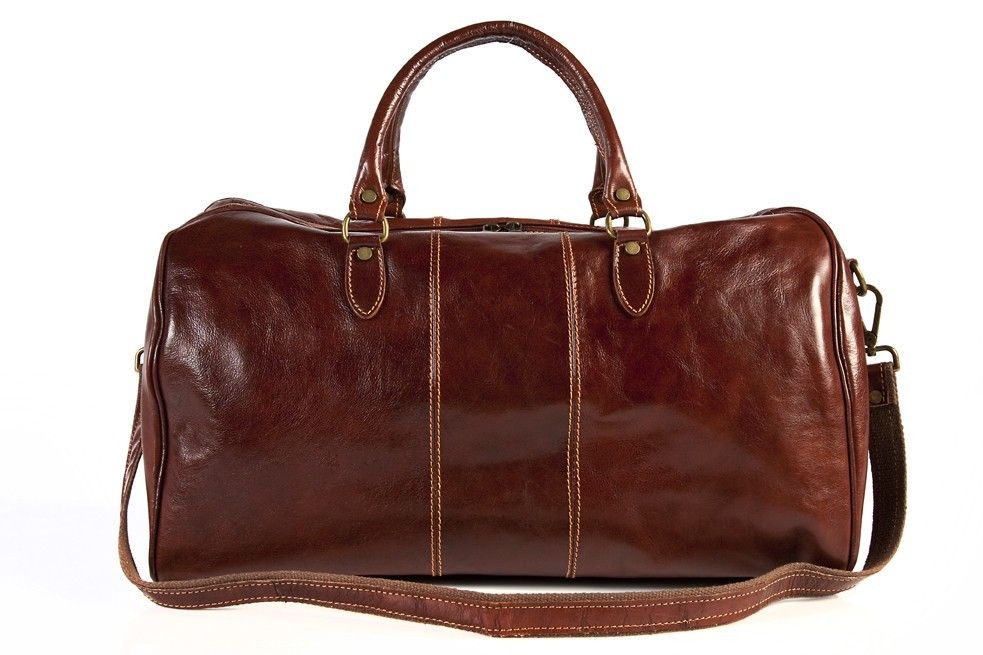 Alberto Bellucci Verona Italian Leather Duffel Bag Made in Italy Brown 