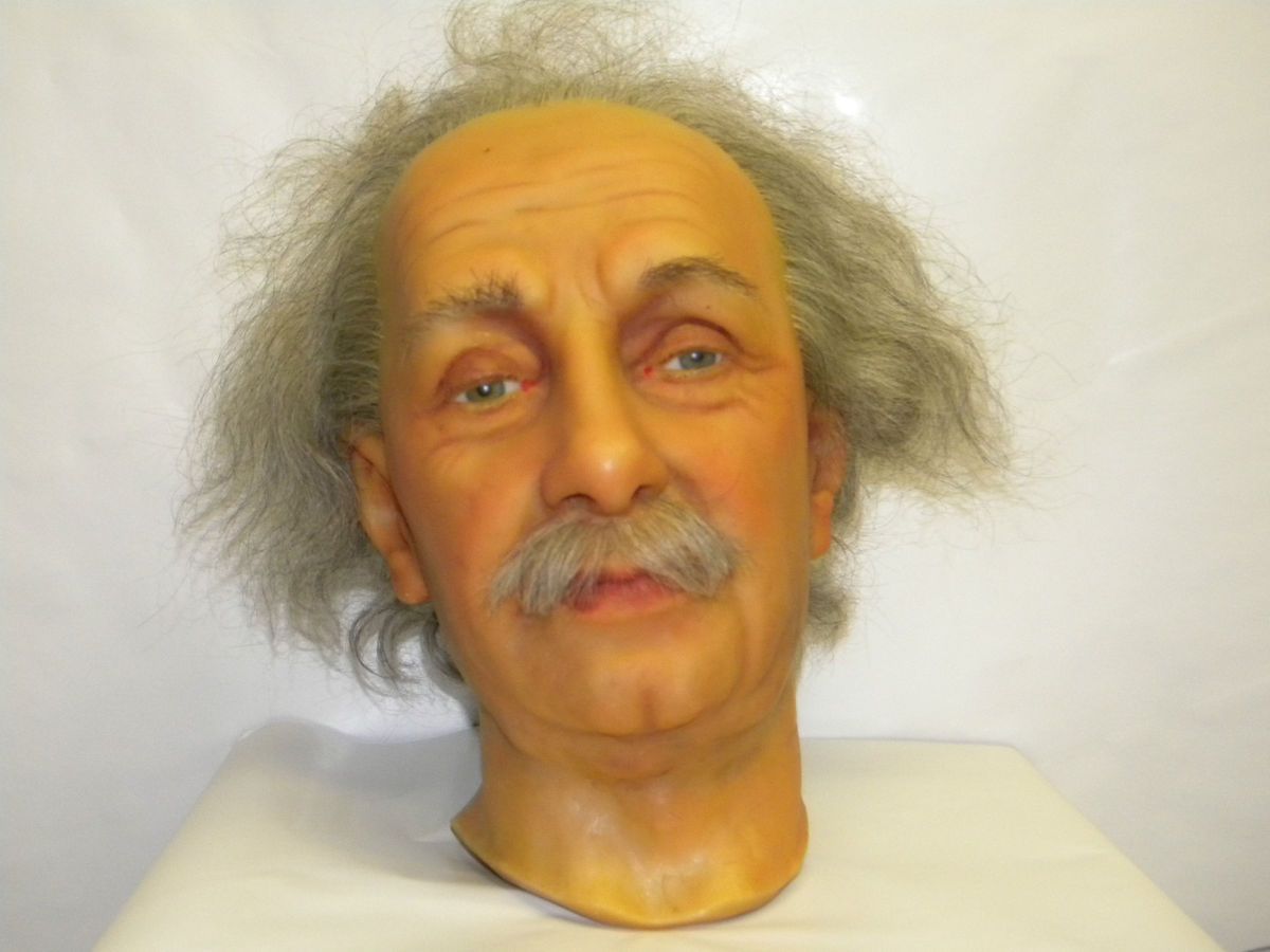 RARE Signed ALBERT EINSTEIN WAX FIGURE FACE HEAD Mold by K STUBERGH 