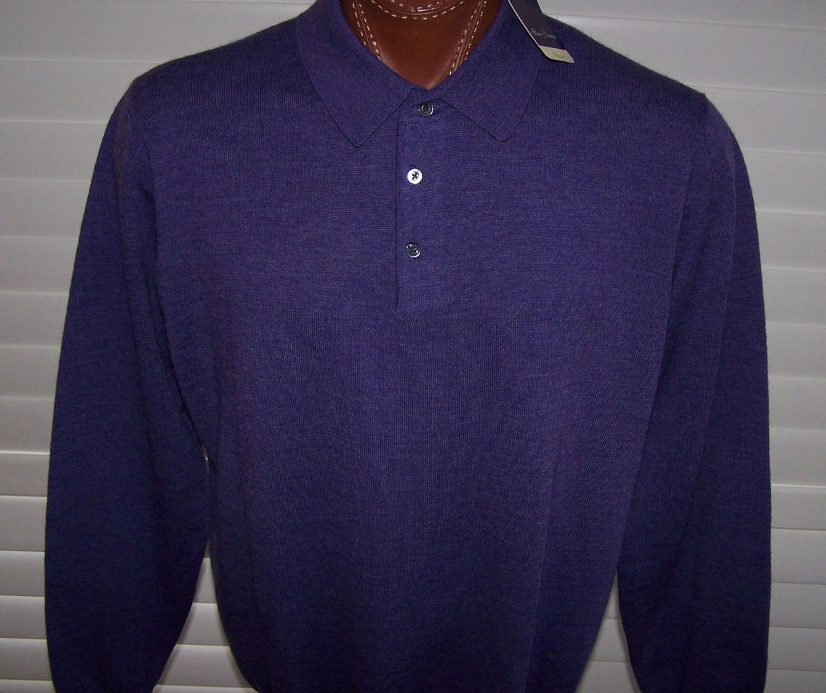 Alan Flusser Merino Wool Long Sleeve Sweater Shirt Sz XL Great Color 