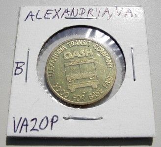 Old Brass VA Transit Co Bus Token Alexandria Virginia