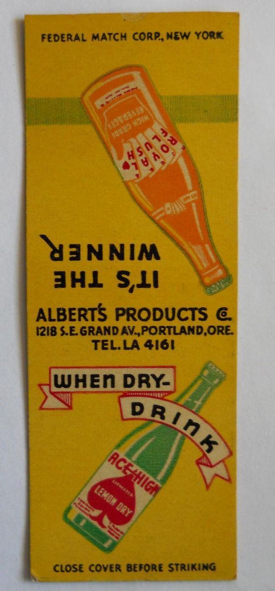   Ace High Lemon Dry Soda MB Alberts Products Portland Or