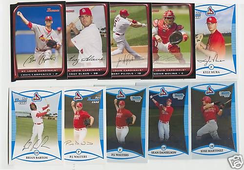 2008 Bowman Cardinals Team Set w Chrome Albert Pujols