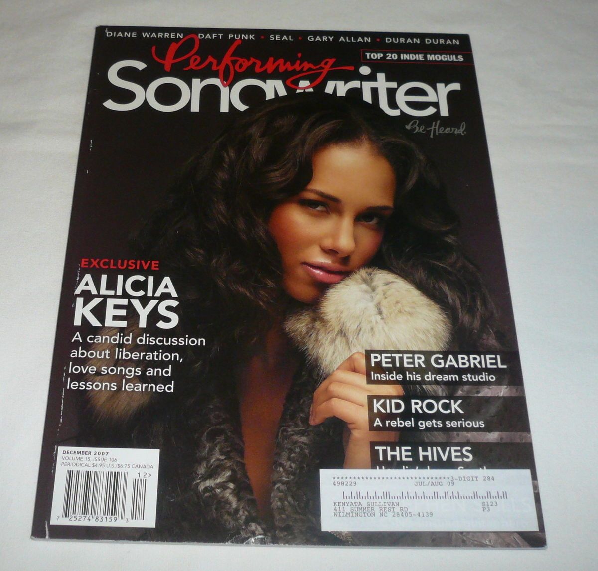 Dec 2007 Performing Songwriter Alicia Keys Peter Gabriel Kid Rock The 