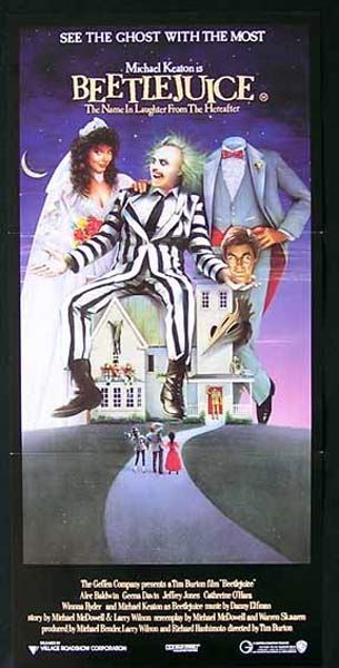 Beetlejuice 1988 Tim Burton Baldwin Keaton Australian Daybill Movie 