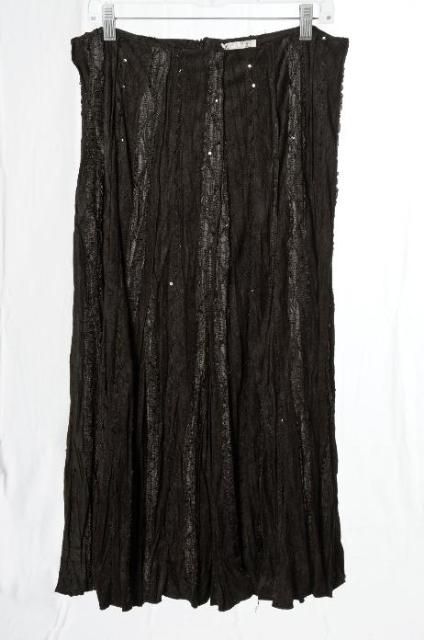 Alberto Makali Black Bohemian Flowy Aline Sequins Textural Skirt 