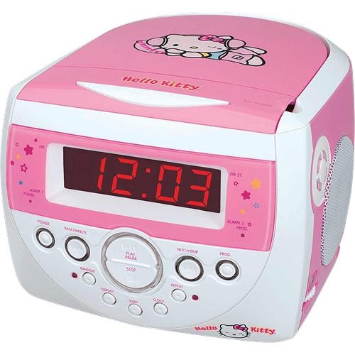 spectra hello kitty am fm stereo alarm clock radio with cd player pink 