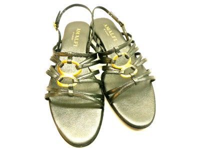 Amalfi by Rangoni Womens Nanni Slingback Sandal Rocky Antracite Size 8 