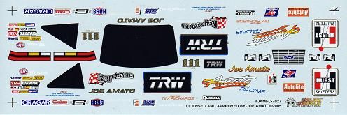 JOE AMATO TRW Mustang Funny Car Slixx Decals 7027