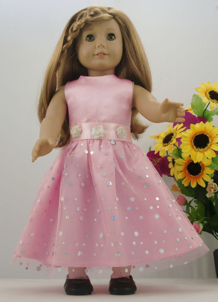 1pcs Doll Clothes Princess Dress for 18American Girl New Pink