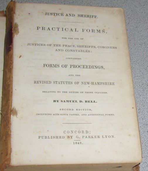 RARE 1849 Antique Leather Book New Hampshire NH Antiquarian