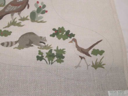   Wildlife Hand Painted Needlepoint Canvas Stocking Deux Amis