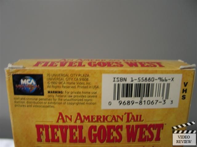 An American Tail Fievel Goes West VHS Dom DeLuise James Stewart John 