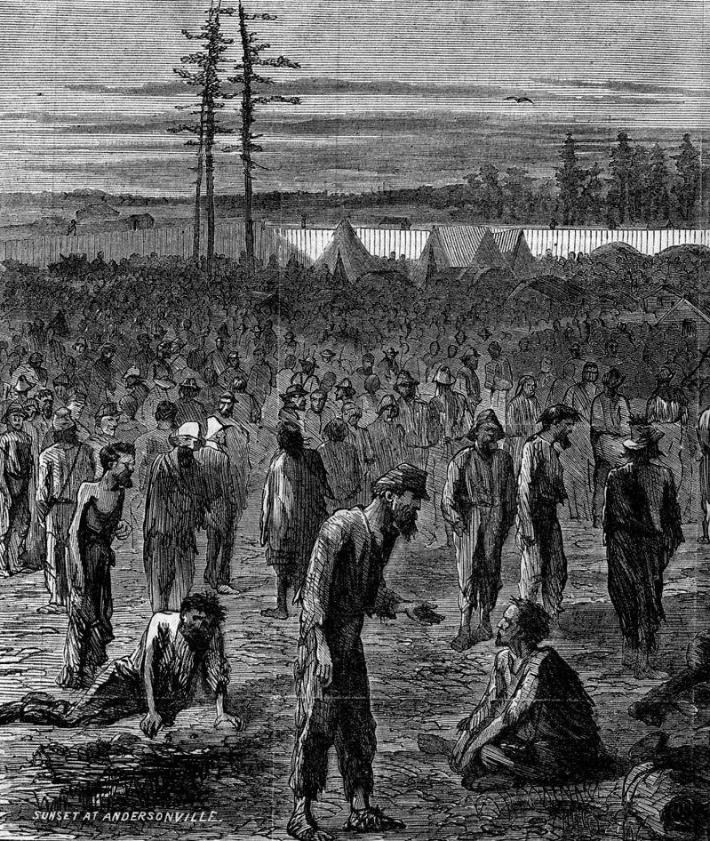 ANDERSONVILLE PRISON SCENES, BALL AND CHAIN, WIRZ ABUSING PRISONERS 