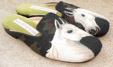 Amy Jo Gladstone 7 7 5 M Needlepoint Horse Mules Shoes