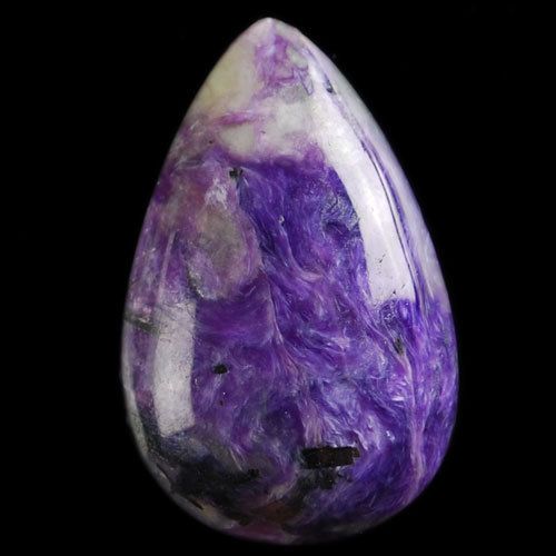 T19116 32x21x9 Natural Charoite Teardrop Cab Cabochon