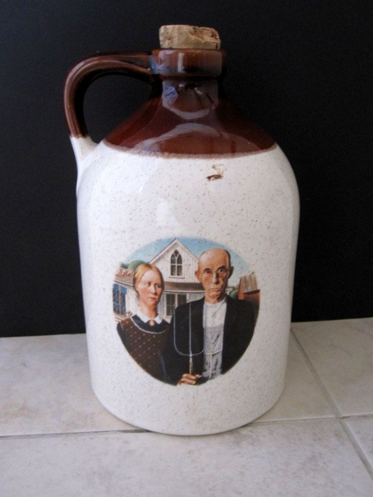 AMERICAN GOTHIC PAINTING IMAGE CERAMIC EARTHY STONEWARE COUNTRY 