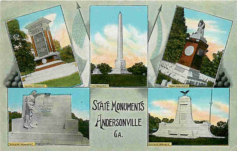 Andersonville Georgia GA 1940 Civil War State Monuments Vintage 