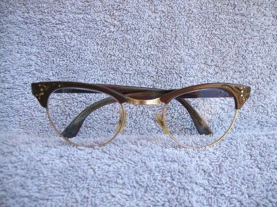 Vintage Bakelite 1 10 12K Gold Filled Cats Eye Eyeglasses Signed UOC 