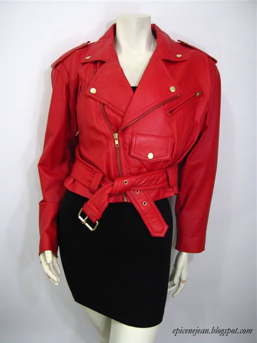 Vtg 80 Red Leather Thriller Biker Motorcycle Jacket s M