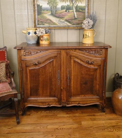 Antique French Country Buffet~Sideboard ~ Dark Oak~Louis XV~ Carving 